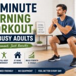 beginner doing a 10-minute morning workout at home