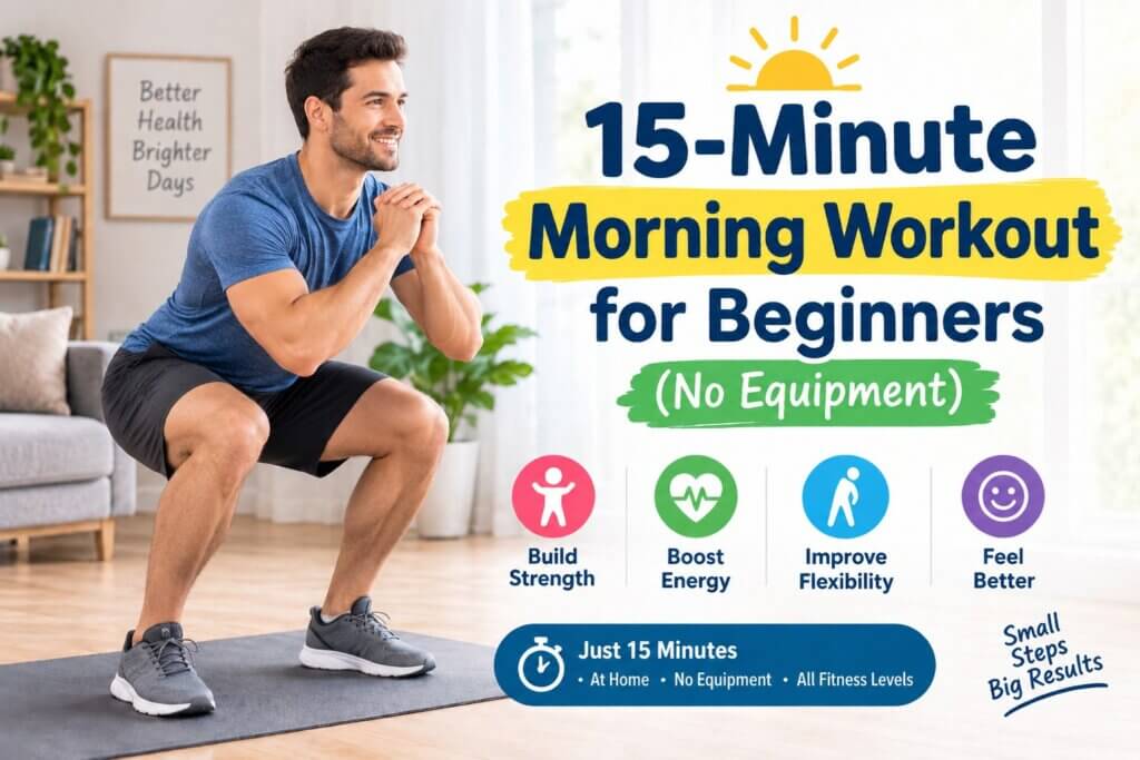 15-minute morning workout for beginners with no equipment at home