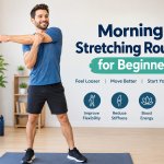 Male instructor demonstrating a morning stretching routine for beginners